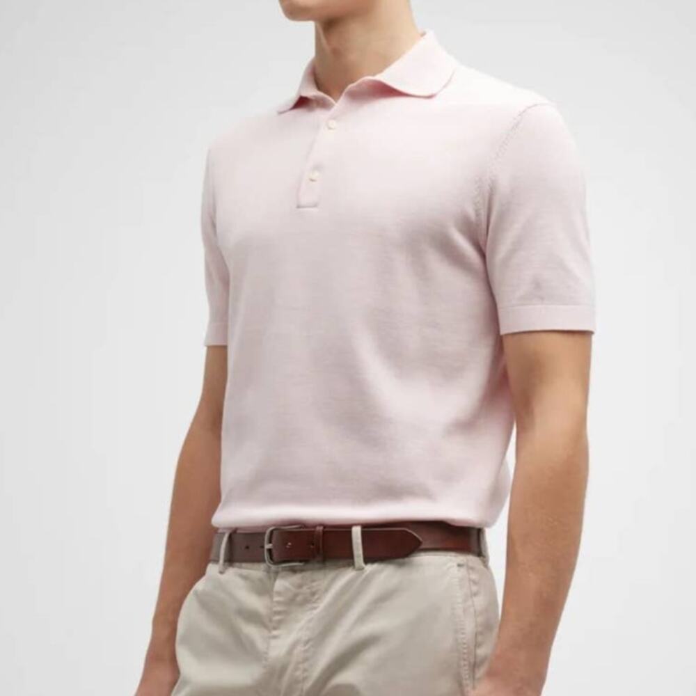 LAUREN RALPH LAUREN Polo Shirt LRL Monogram Men 2X Soft Cotton Light Pink